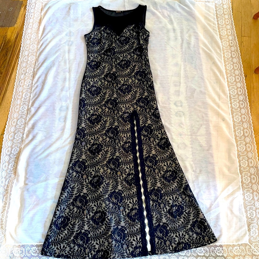 Stunning Black Lace Long Dress Size Large